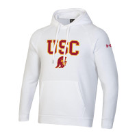 USC Trojans Men's Under Armour White All Day Fleece Pullover Hoodie